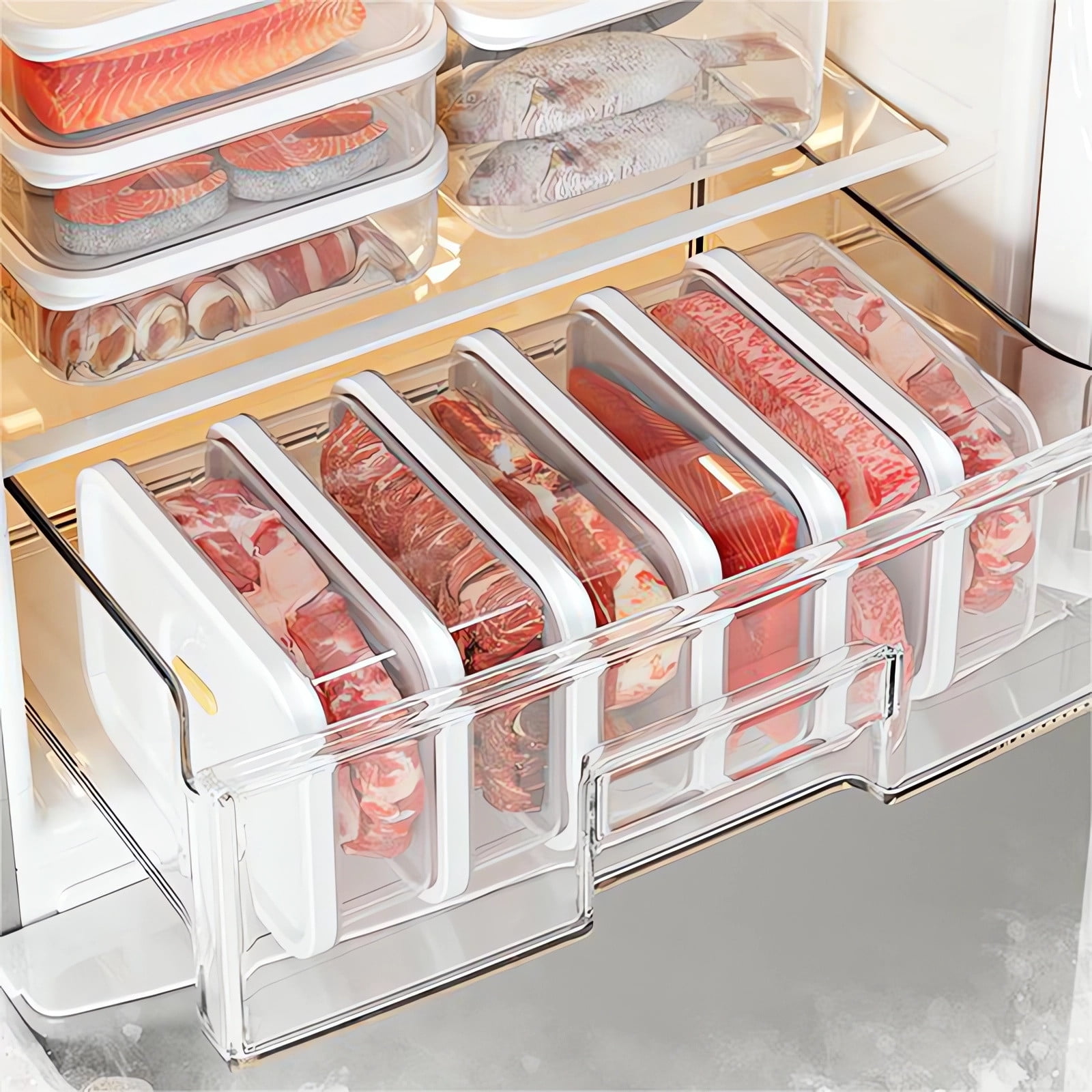 Kdkad Meat Container for Fridge, Lunch Meat Container for Refrigerator Organizers and Storage - Stackable Food Storage Boxes with Lids Cheese Keep Box for Fridge Airtight Organizer - Image 6