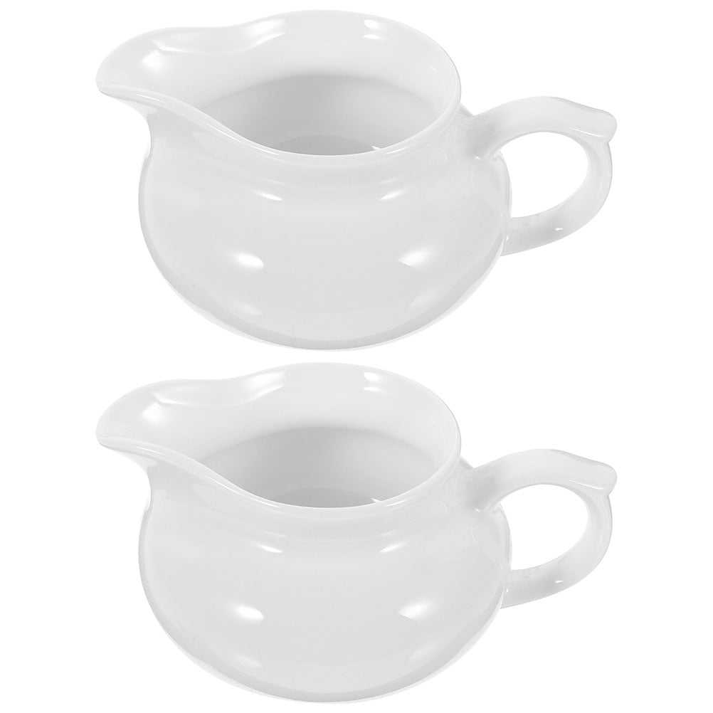YARNOW Set of 2 Ceramic Gravy Boats with Handle, Portable Sauce Dispensers for Kitchen and Dining Table - Image 1