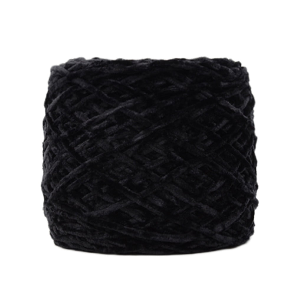 Chmadoxn DIY Velvet Chenille Yarn,Bulky Luxury Chenille Yarn for Crochet Hat Scarf Black - Image 1