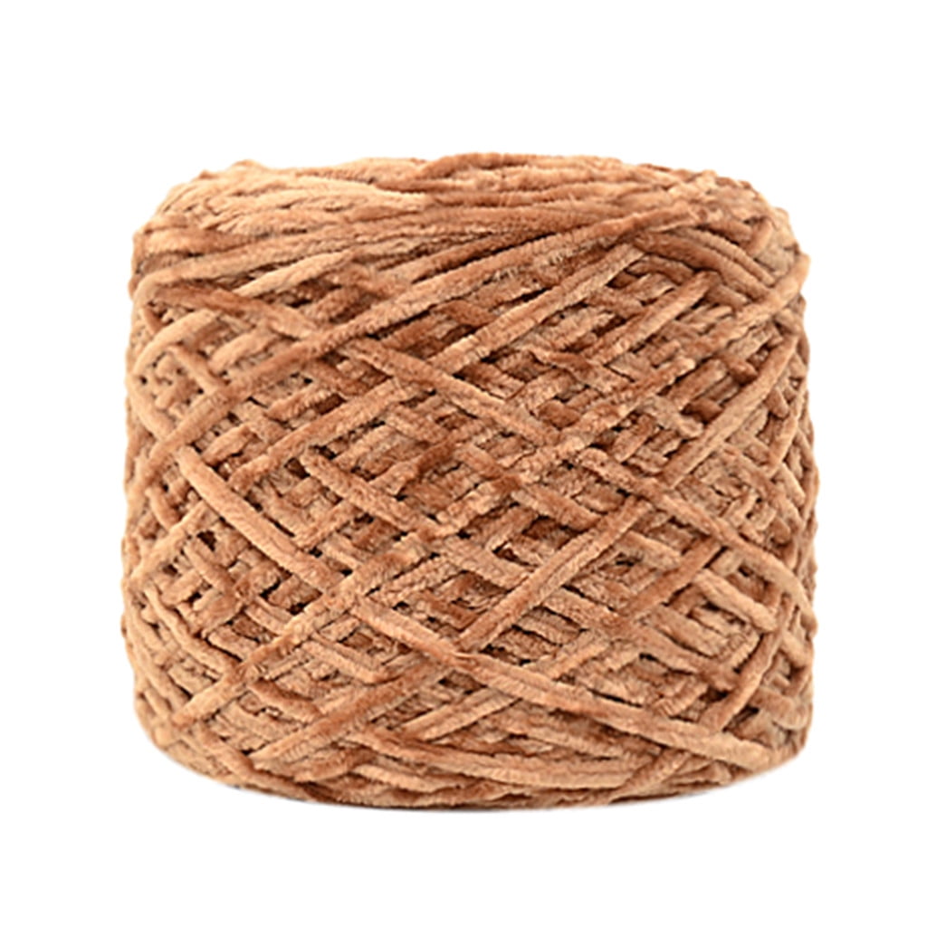 Chmadoxn DIY Velvet Chenille Yarn,Bulky Luxury Chenille Yarn for Crochet Hat Scarf Brown - Image 1