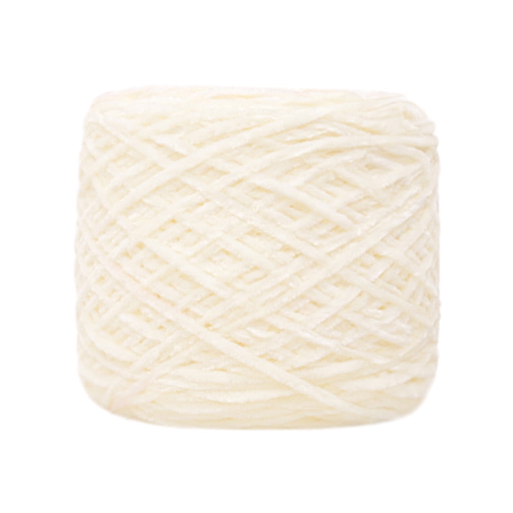 Chmadoxn DIY Velvet Chenille Yarn,Bulky Luxury Chenille Yarn for Crochet Hat Scarf White - Image 1