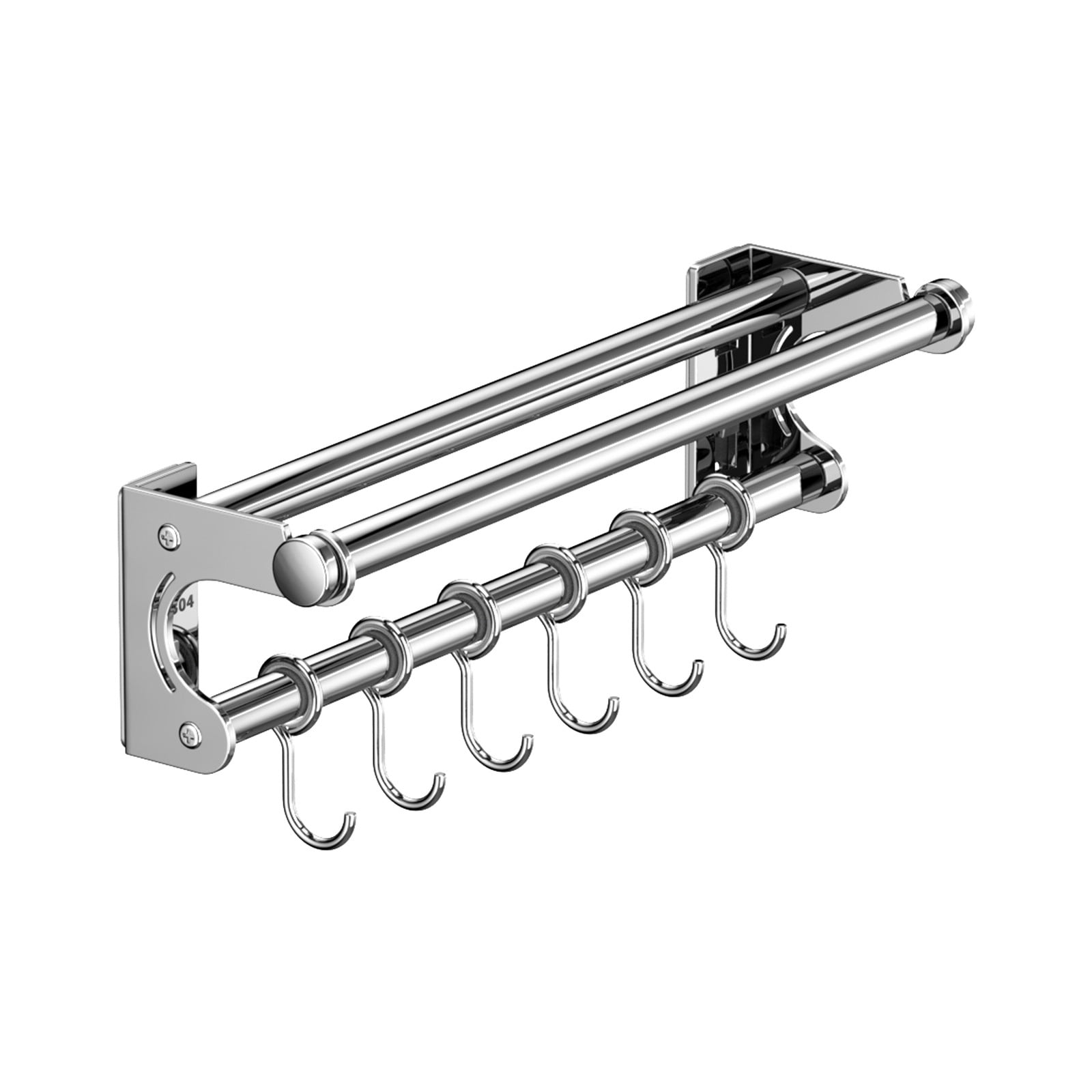 Kdkad Kitchen Organization and Storage Rack, Wall Mounted Pots and Pans Rack, Stainless Steel Metal Wall Shelf with Hooks for Hanging Pots and Pans for Kitchen Bathroom Bedroom Pantry 30 * 9 * 9cm/11.81 * 3.54 * 3.54inch A - Image 2