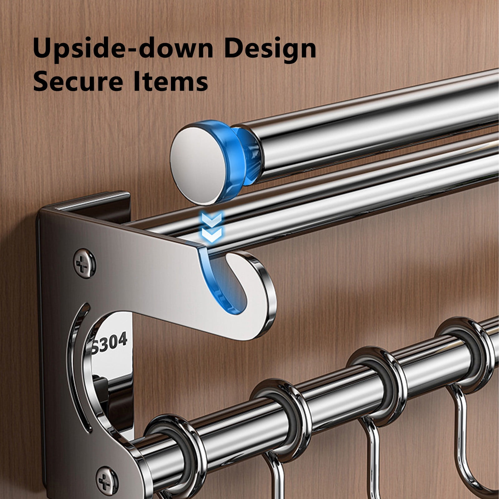 Kdkad Kitchen Organization and Storage Rack, Wall Mounted Pots and Pans Rack, Stainless Steel Metal Wall Shelf with Hooks for Hanging Pots and Pans for Kitchen Bathroom Bedroom Pantry 30 * 9 * 9cm/11.81 * 3.54 * 3.54inch A - Image 6