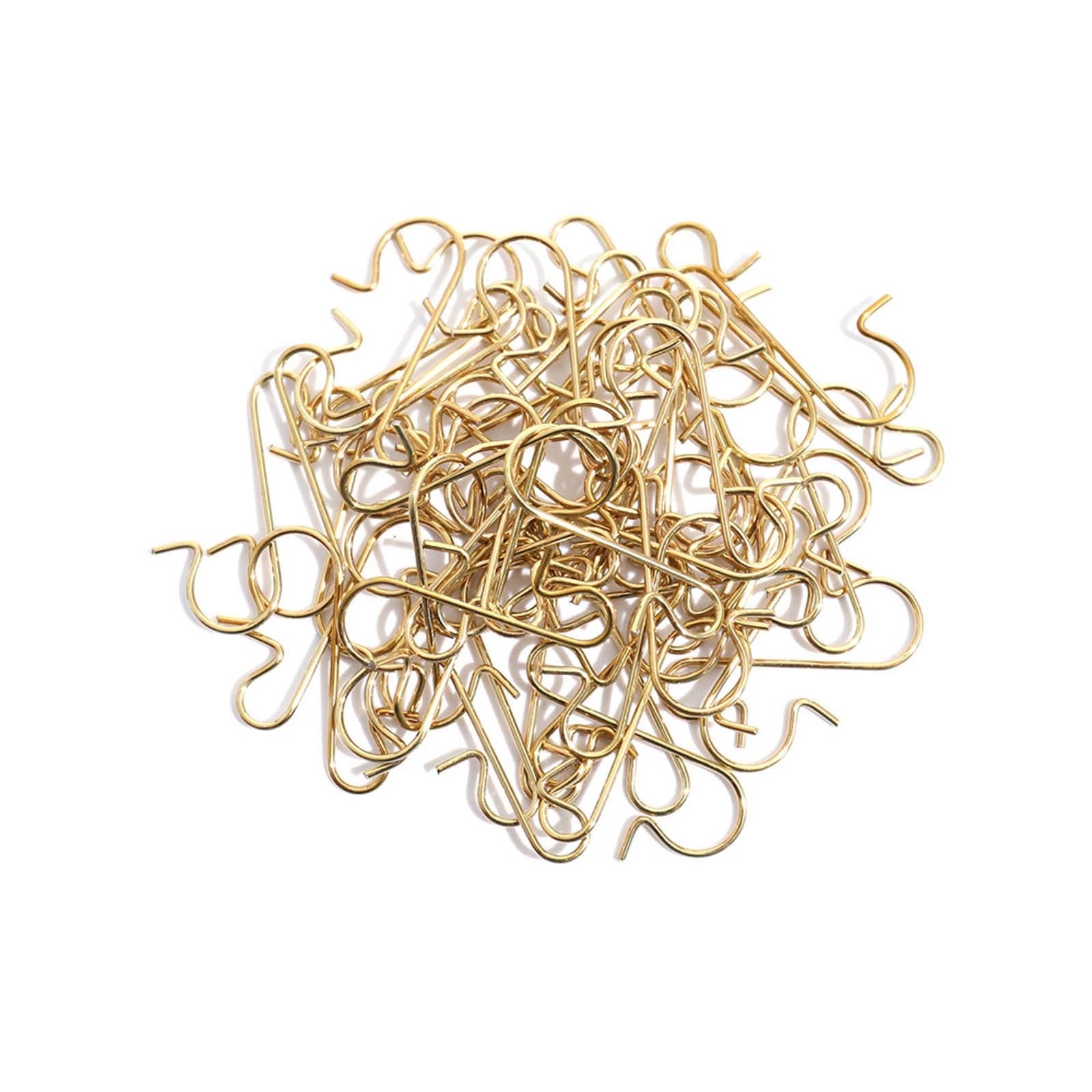 AYktou 50 Pack Christmas Ornament Hooks 0.47*1.18in Stainless Steel S-Shaped Hangers for Christmas Tree Decoration Christmas Stocking Balls Christmas Ornaments,Gold - Image 1