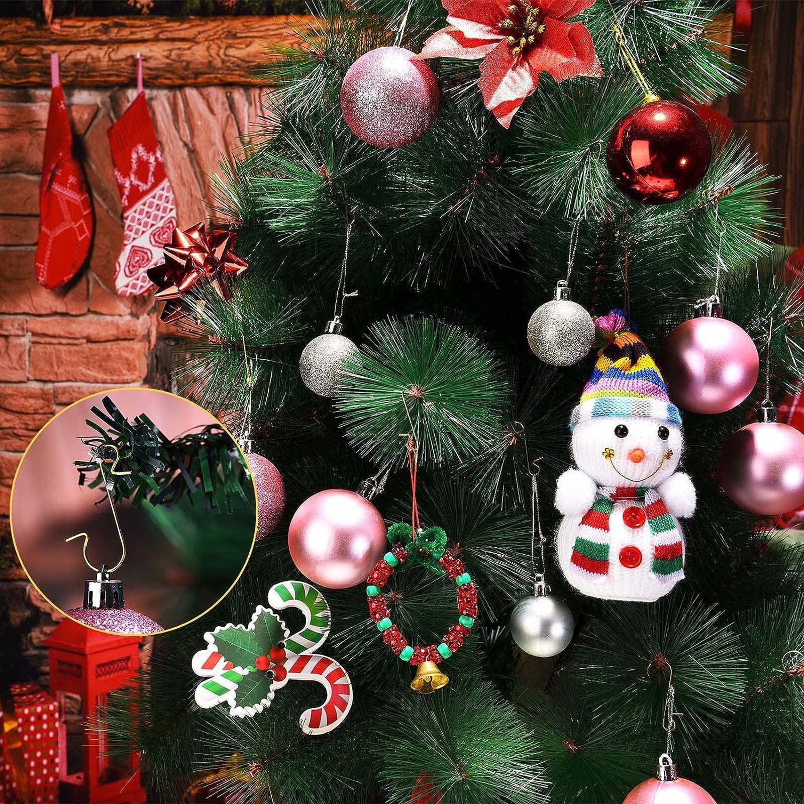 AYktou 50 Pack Christmas Ornament Hooks 0.47*1.18in Stainless Steel S-Shaped Hangers for Christmas Tree Decoration Christmas Stocking Balls Christmas Ornaments,Gold - Image 5