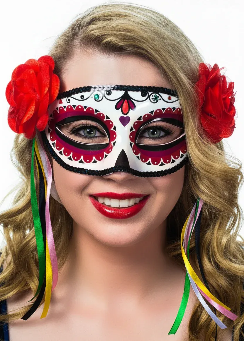 Miss Muerta Womens Sugar Skull Masquerade Mask - Image 1