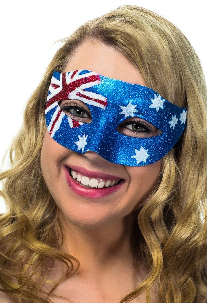 Australian Flag Glitter Masquerade Mask - Image 1