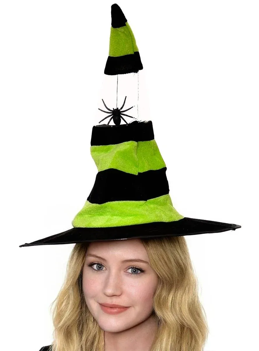 Spider Witch Green Halloween Costume Hat - Image 1