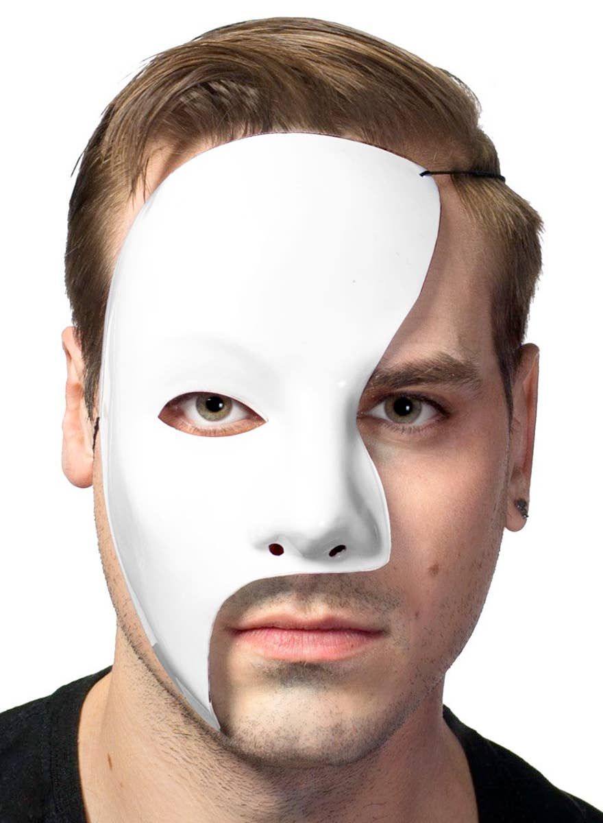 Half Face White Phantom of the Opera Masquerade Mask - Image 1