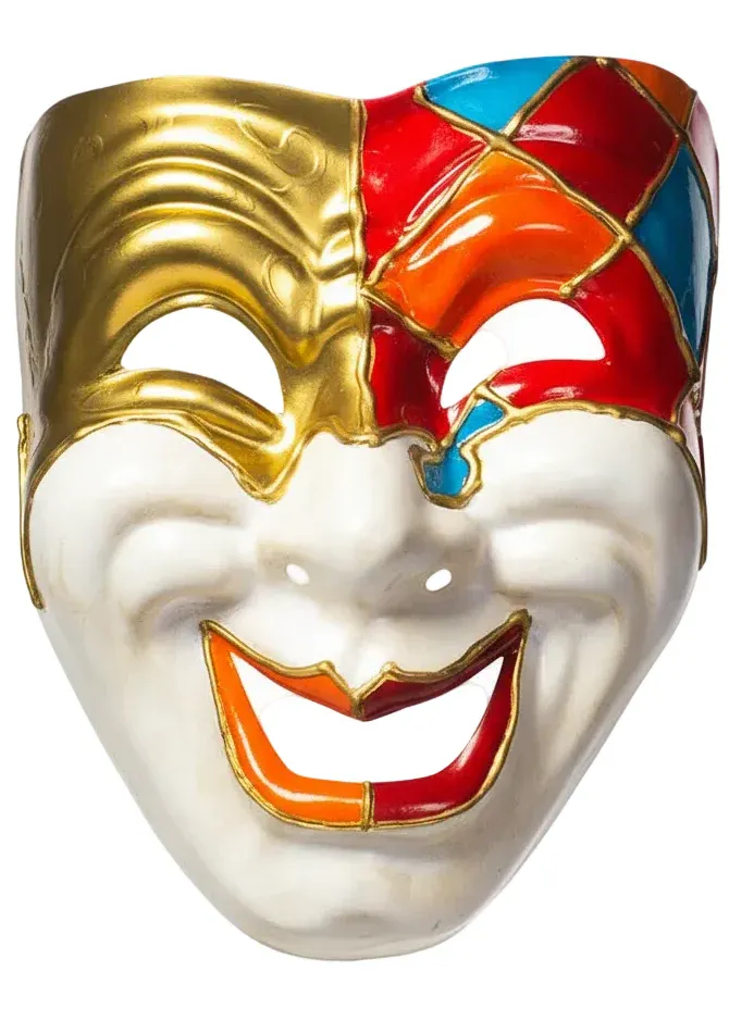 Antique Cream Full Face Comedy Masquerade Mask - Image 1
