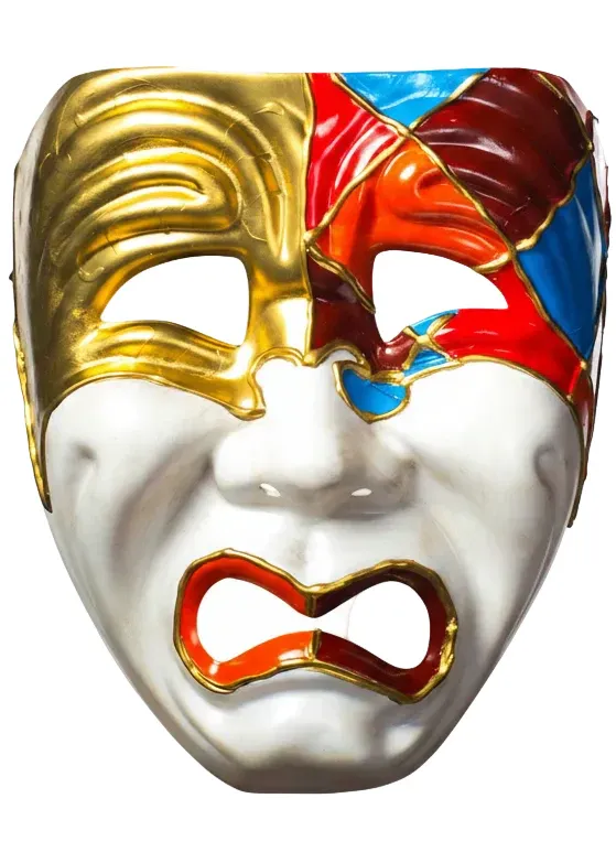 Antique Cream Full Face Tragedy Masquerade Mask - Image 1