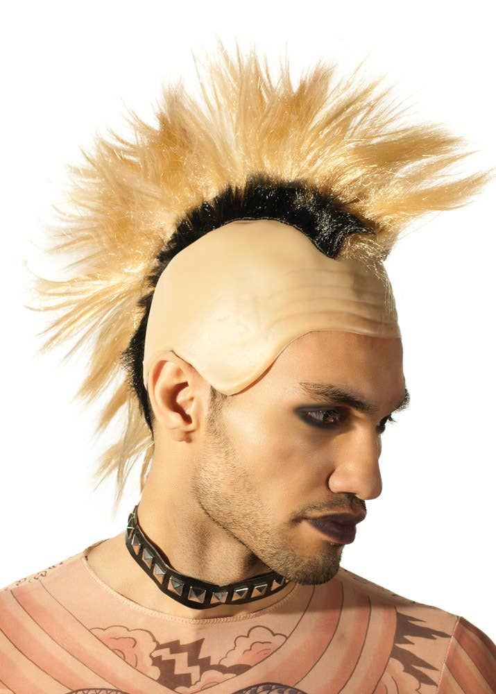 Radical 1980s Mens Blonde Mohawk Costume Wig - Image 1