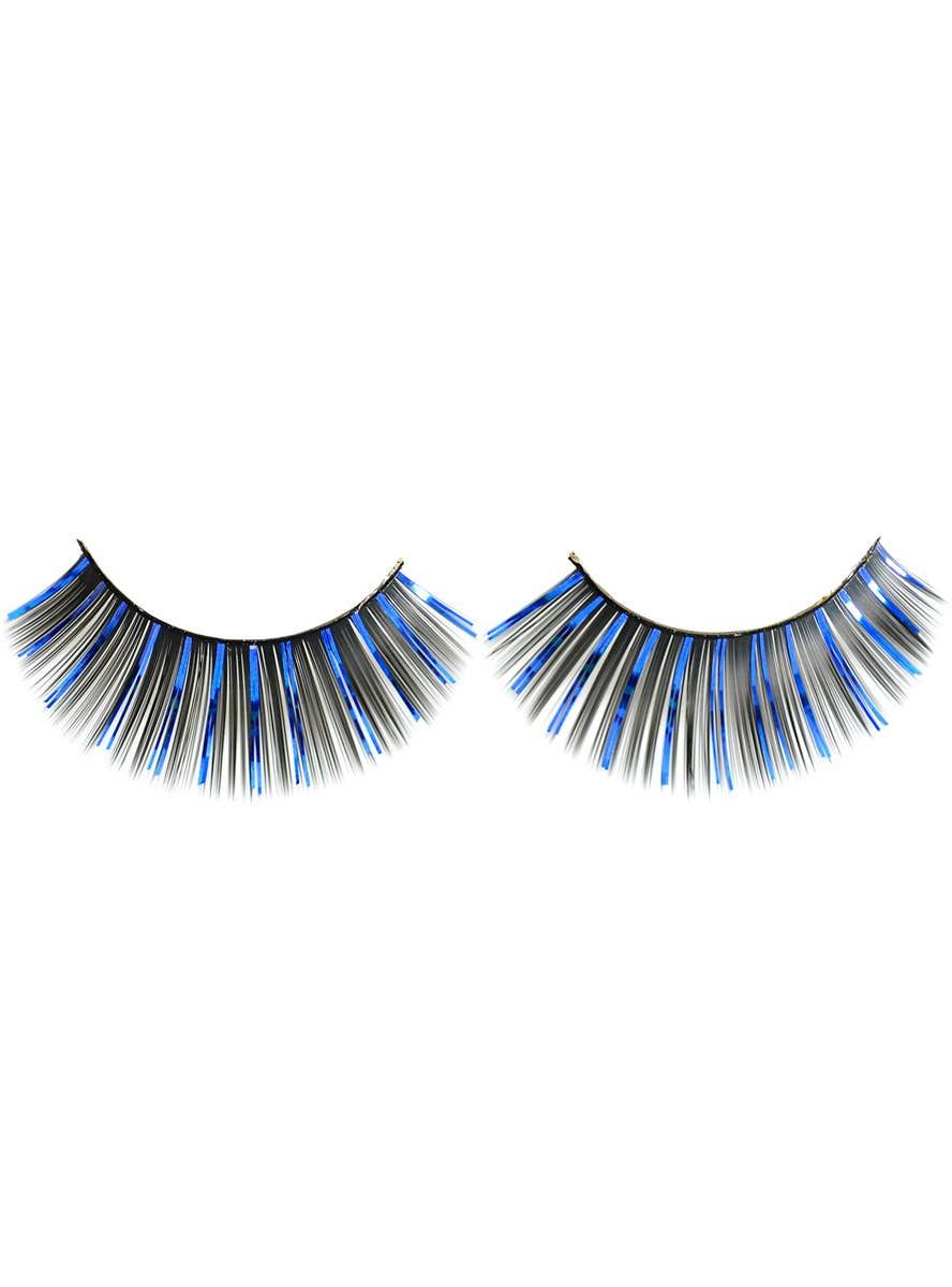 Long Black and Blue Tinsel False Eyelashes - Image 1