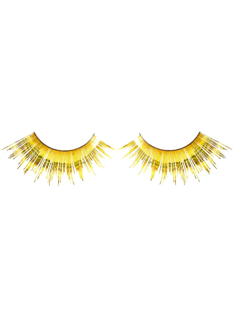 Long Metallic Gold Tinsel False Eyelashes - Image 1