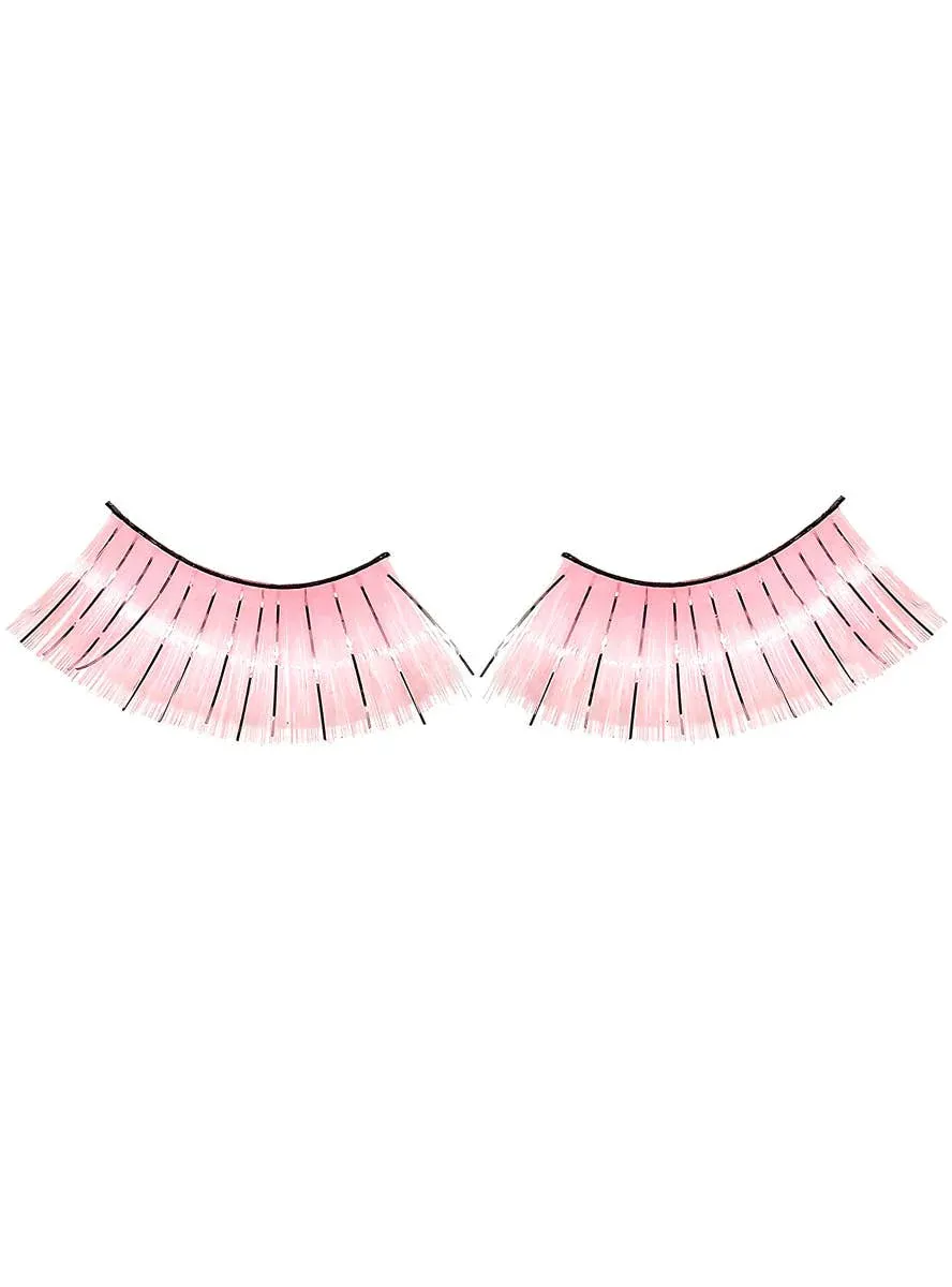 Long Light Pink False Eyelashes with Silver Tinsel - Image 1
