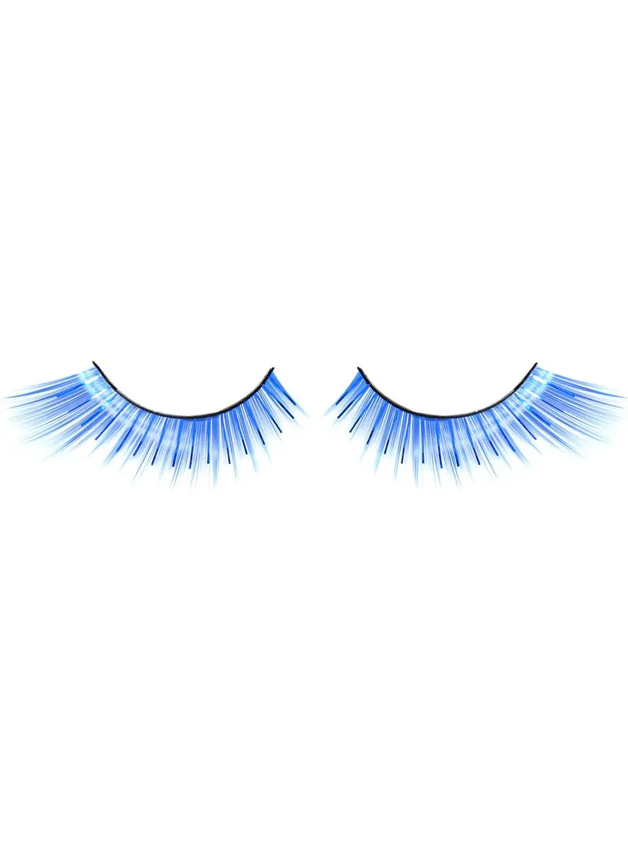 Winged Blue False Eyelashes with Tinsel Highlights - Image 1