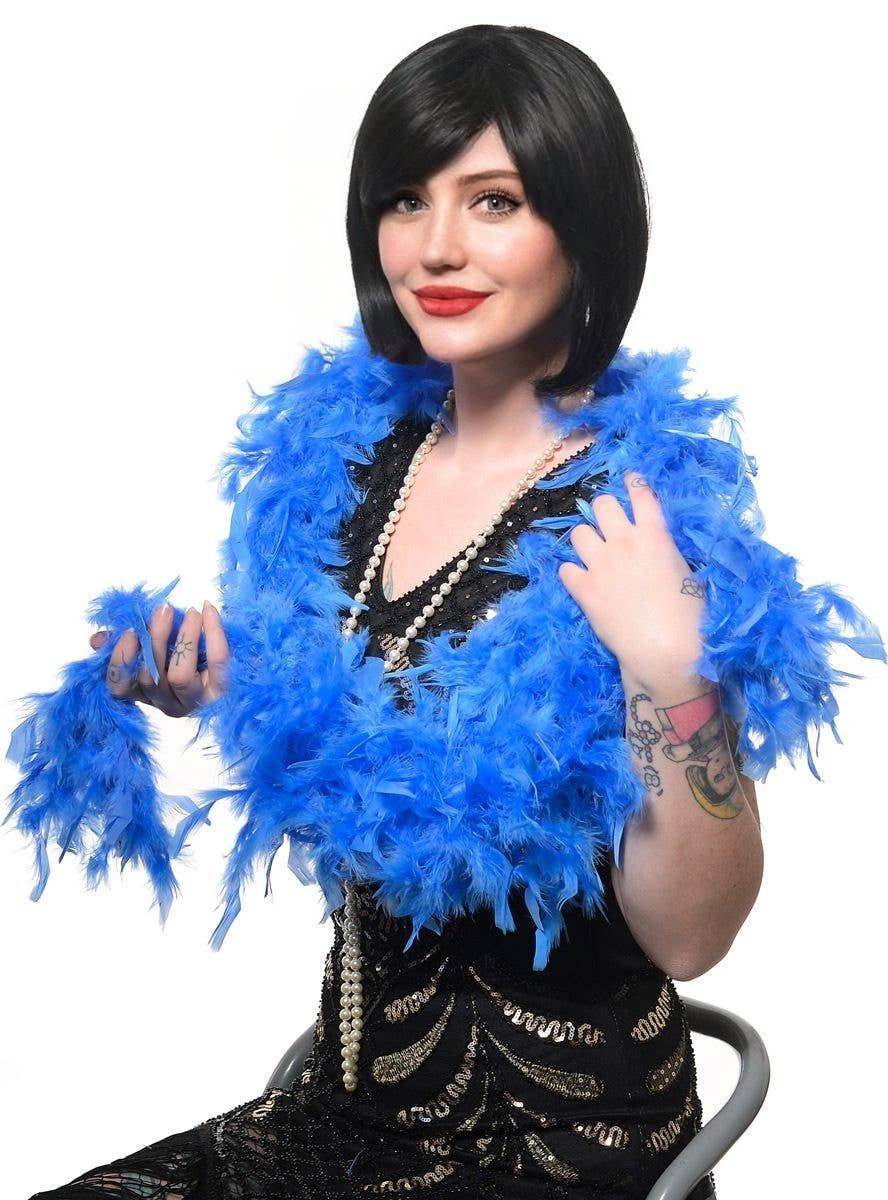 Blue Feather Boa Costume Accessory - Image 1