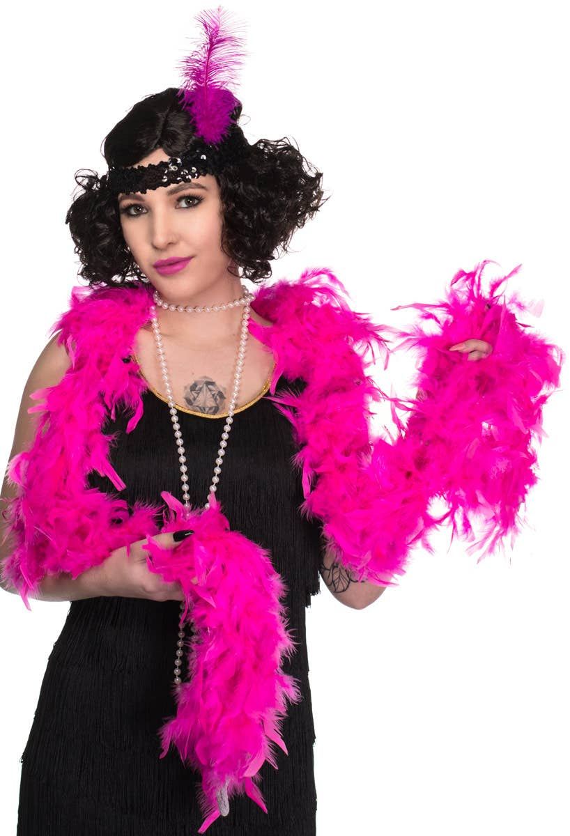 Hot Pink Feather Boa Costume Accessory - Image 1