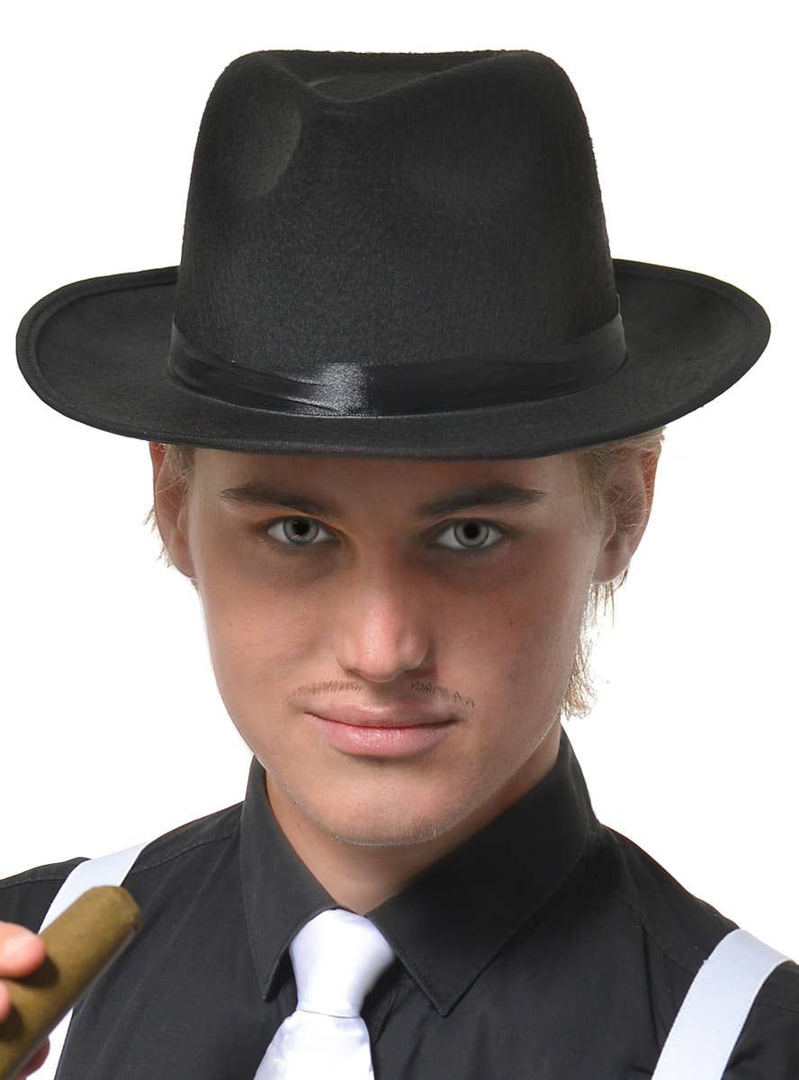 Gangster 1920s Adults Fedora Hat in Black - Image 1