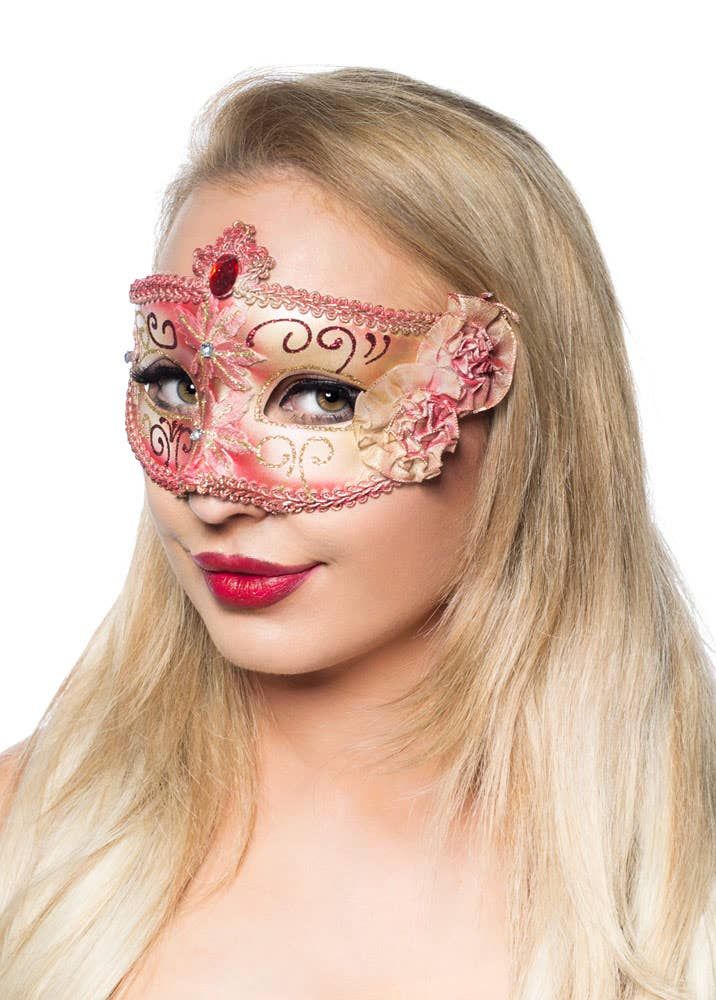 Edwardian Red Adults Masquerade Mask - Image 1