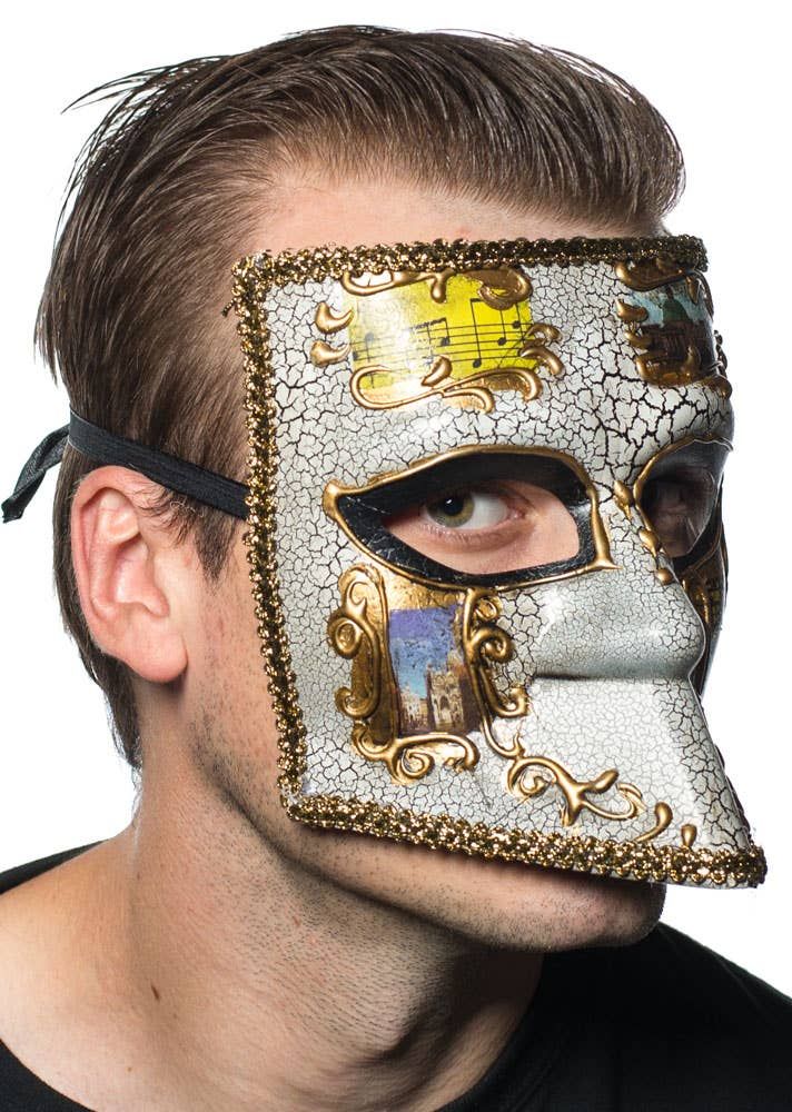 Medieval Mens Gold Masquerade Mask - Image 1