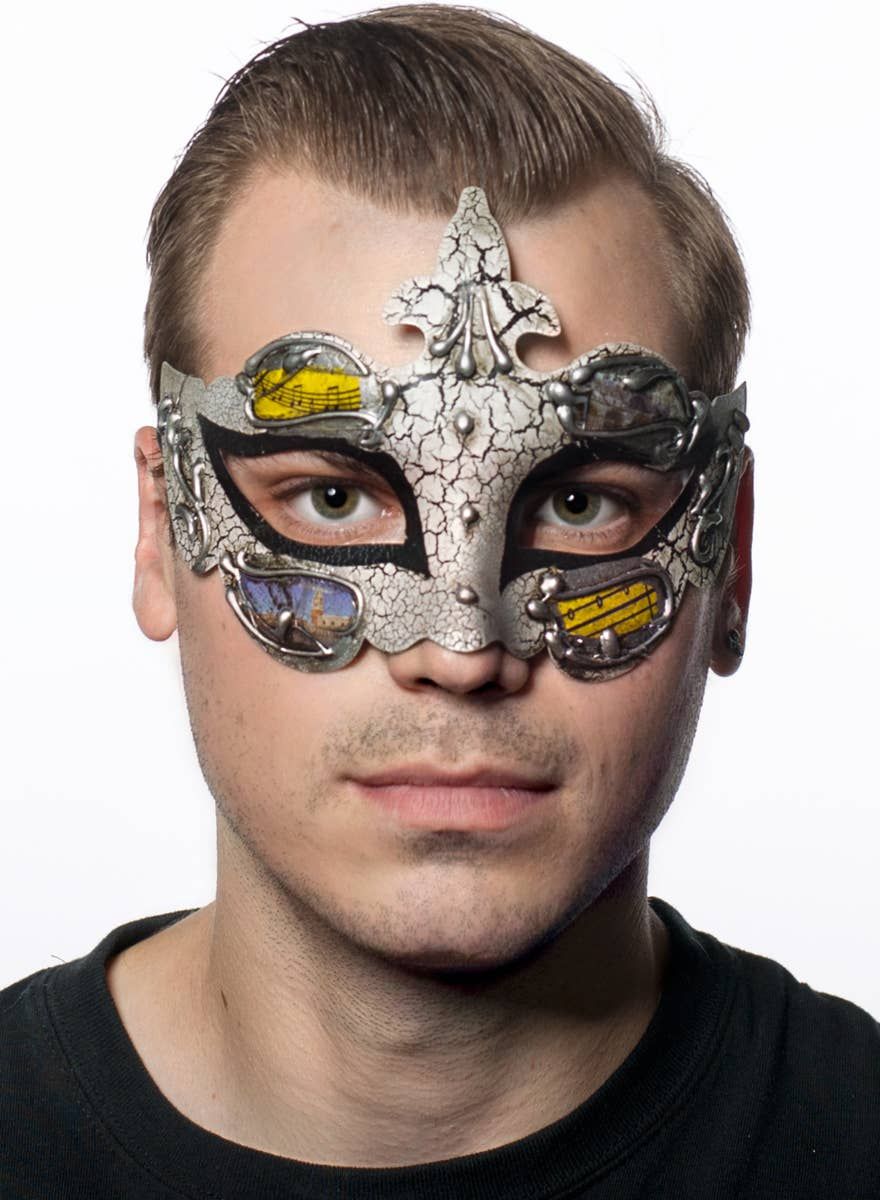 Baroque Mens Black Masquerade Mask - Image 1