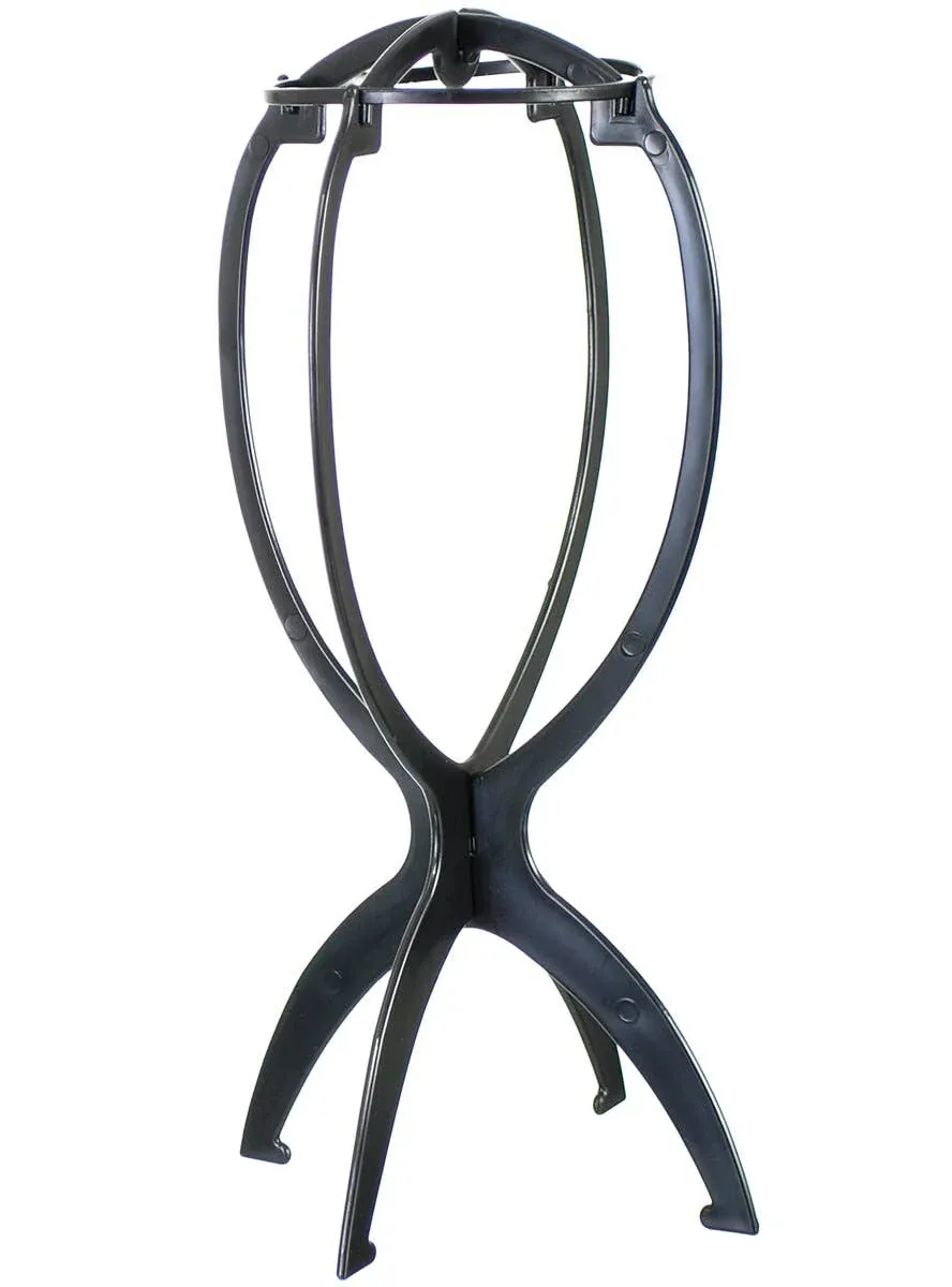 Collapsible Black 36cm Tall Wig Stand - Image 1