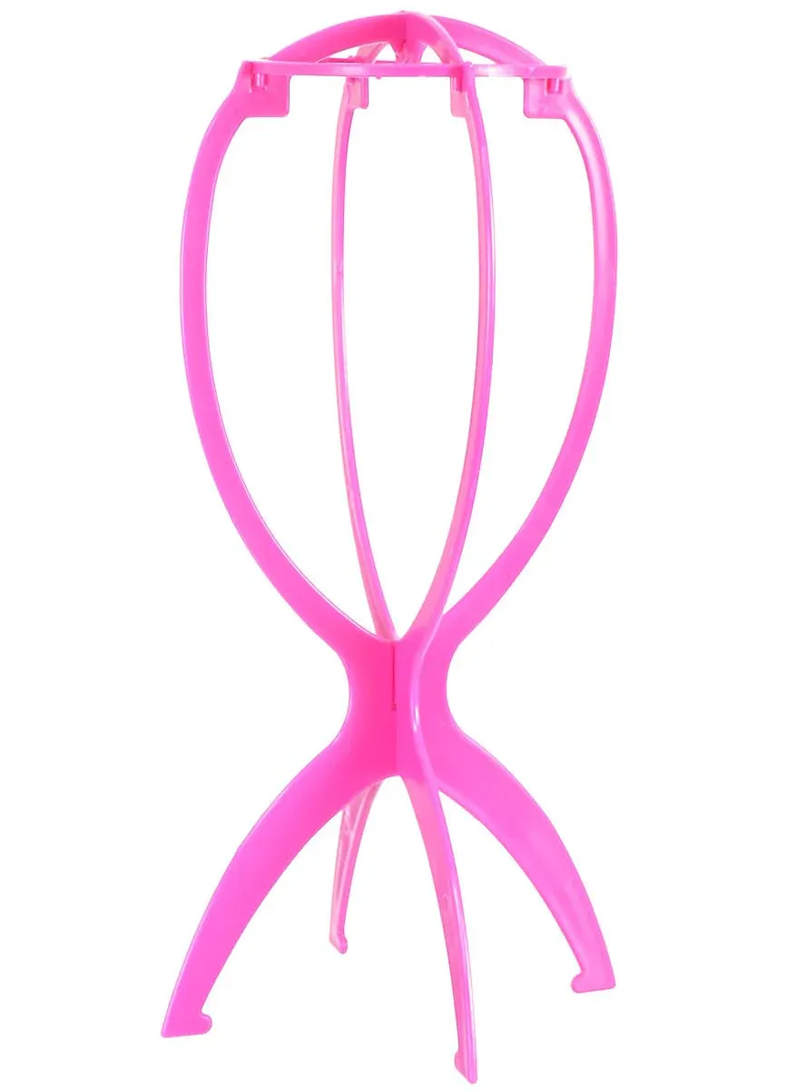Collapsible Pink 36cm Tall Wig Stand - Image 1