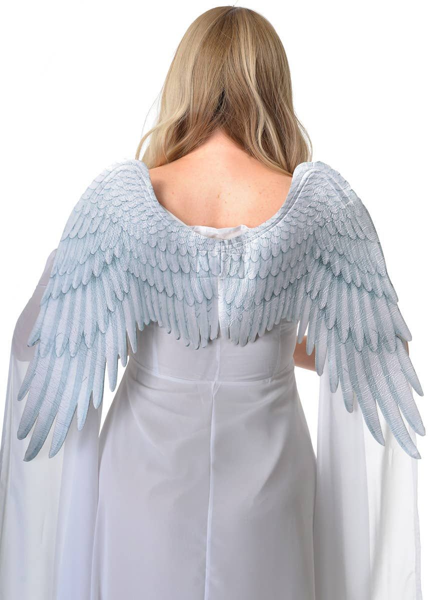Feather Print White and Grey Angel Costume Wings - Image 1