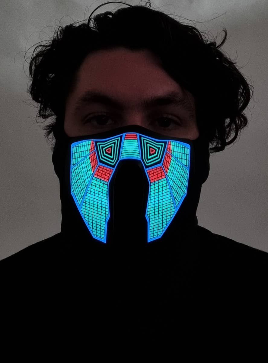 Tribal Wave Pattern Sound Activated Light Up Mask - Image 1