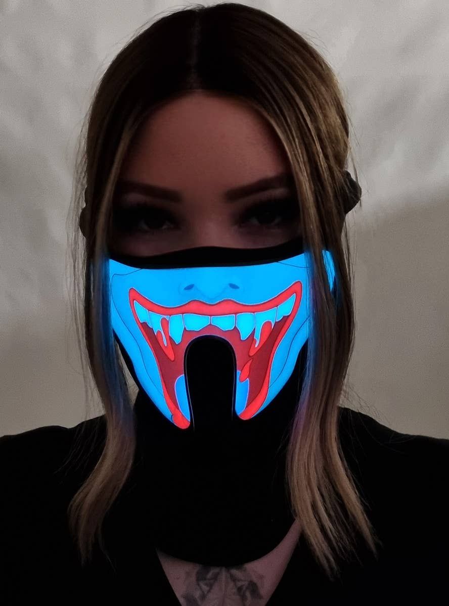 Vampire Fangs Sound Activated Light Up Mask - Image 1