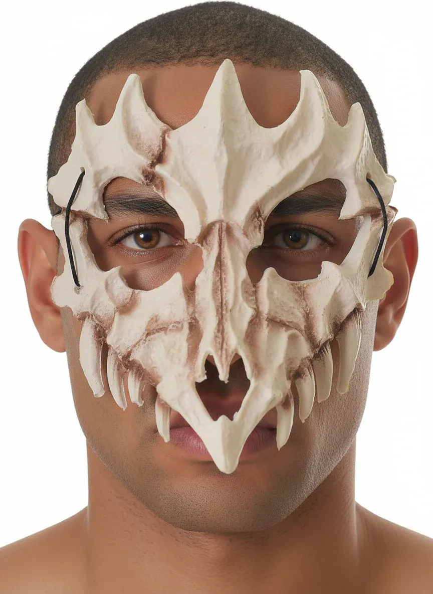 Foam Dragon Skull Half Mask Halloween Accessory - Image 1
