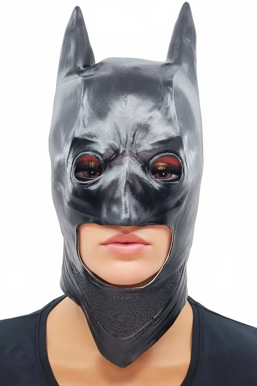Bat Hero Womens Black Latex Costume Mask - Image 1