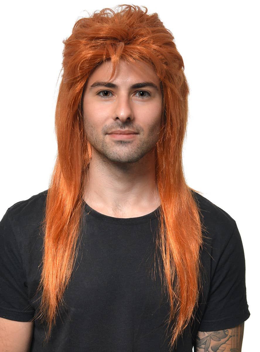 Classic Long Ginger Mullet Mens Costume Wig - Image 1