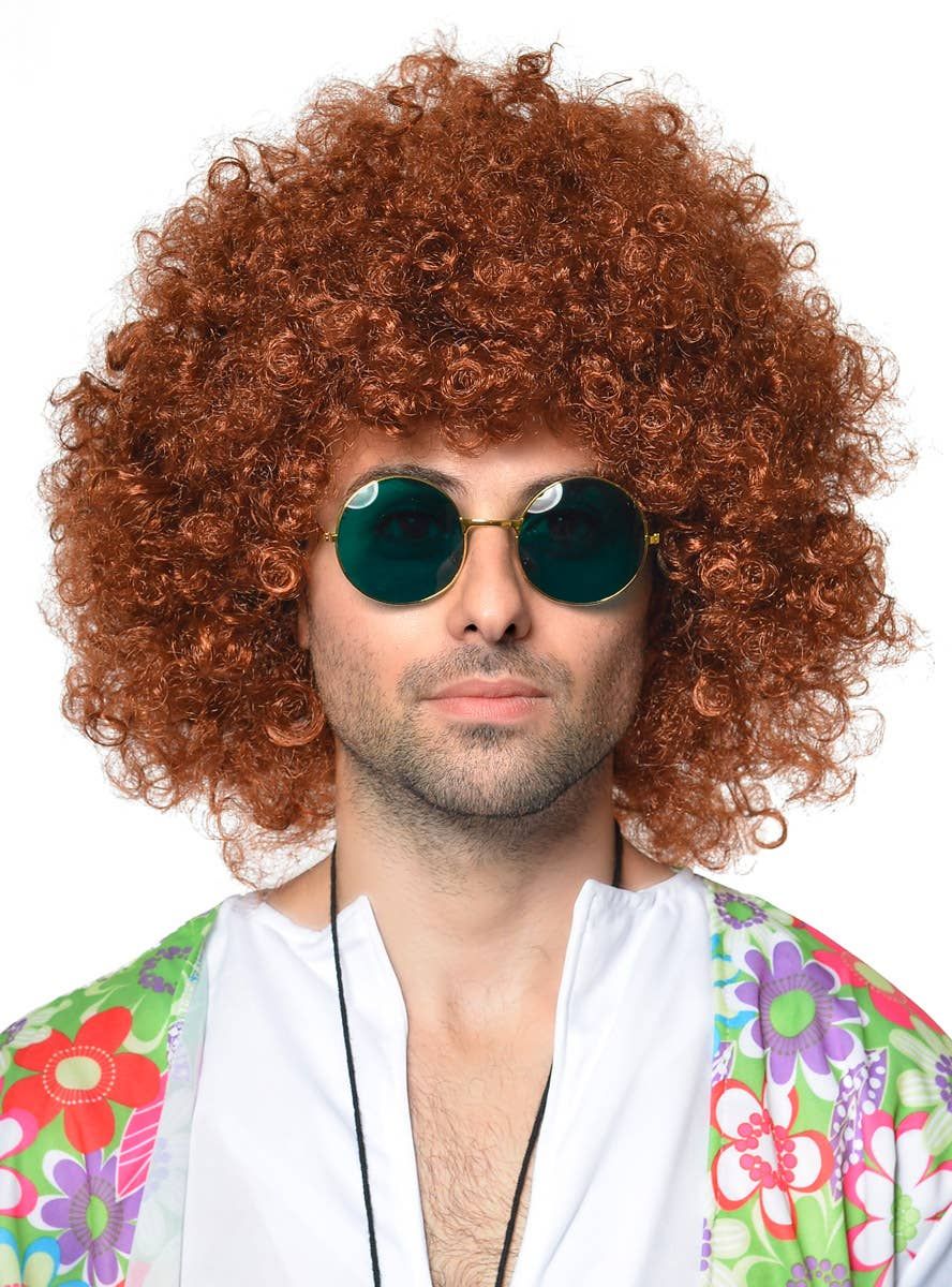 1970s Mega Ginger Afro Mens Costume Wig - Image 1