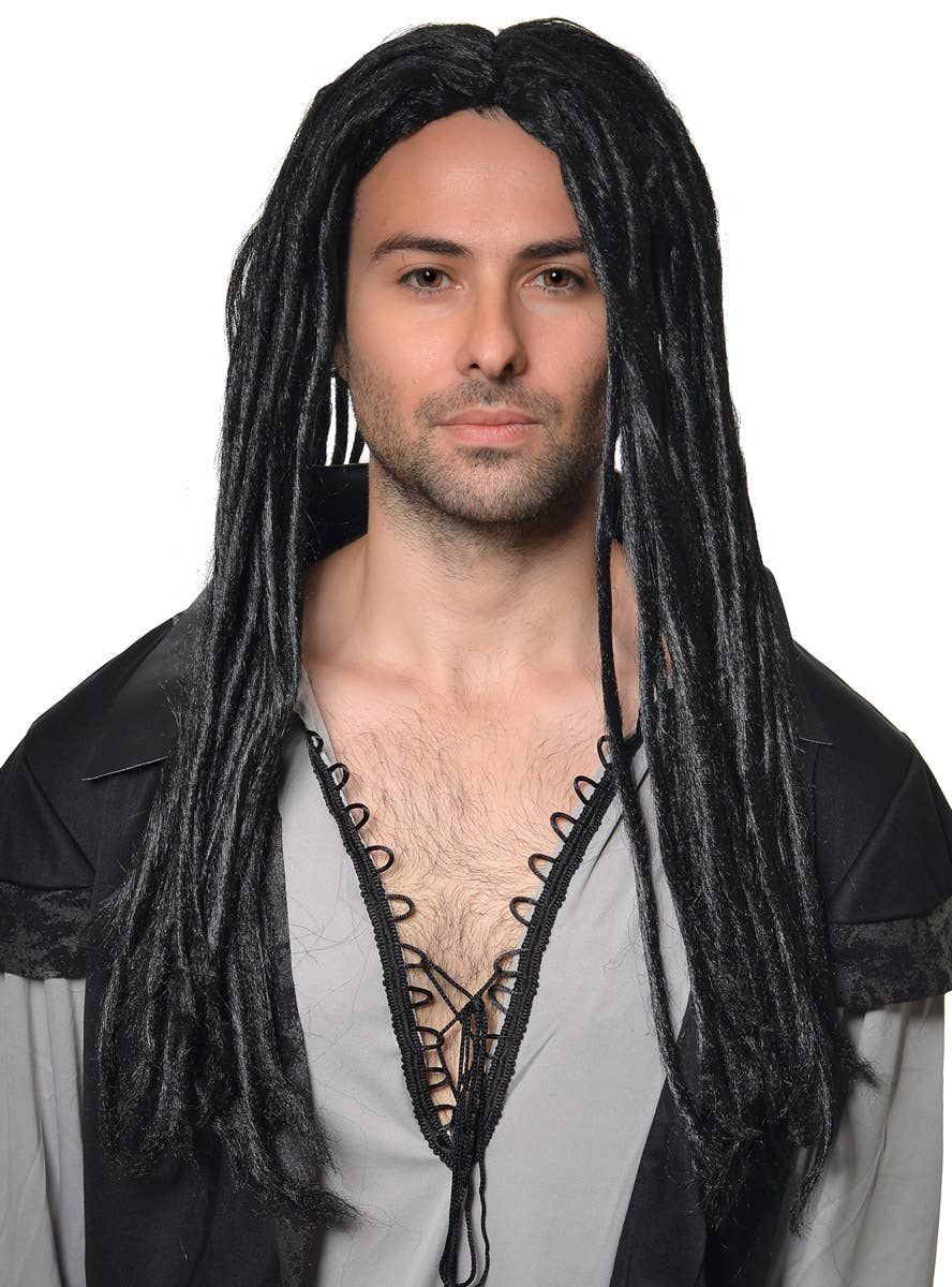Jamaican Rasta Mens Black Dreadlocks Costume Wig - Image 1