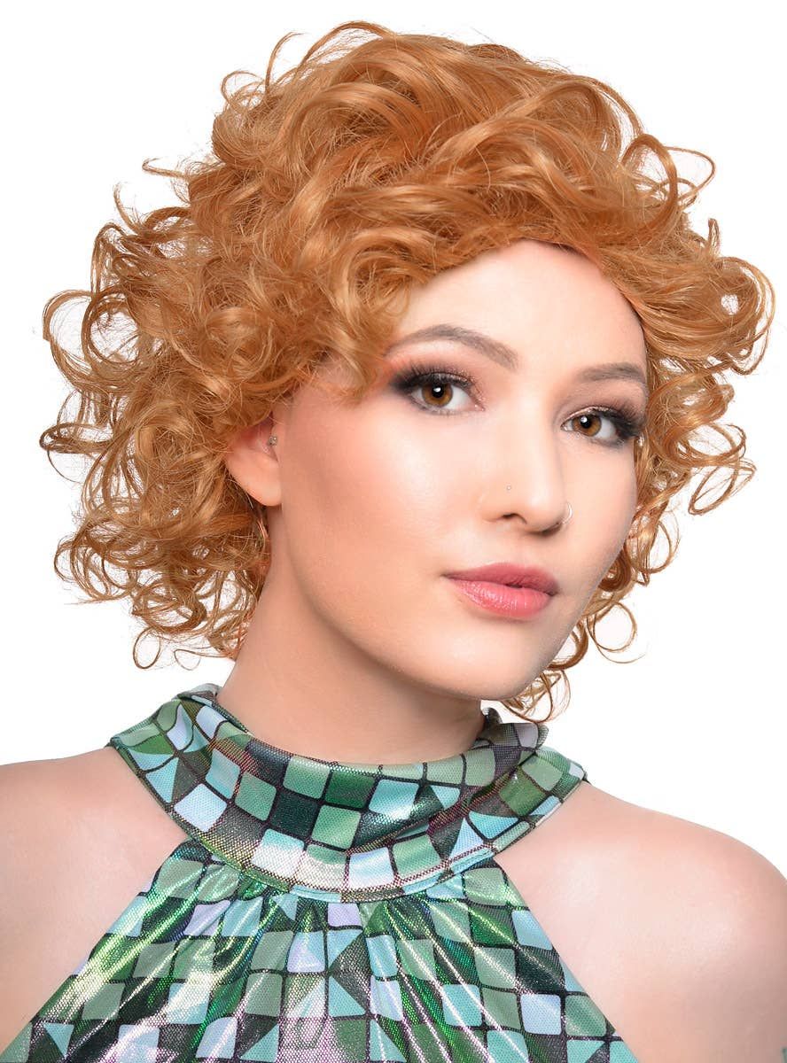 Short Curly Light Ginger Womens 1950s Housewife Costume Wig - Image 1