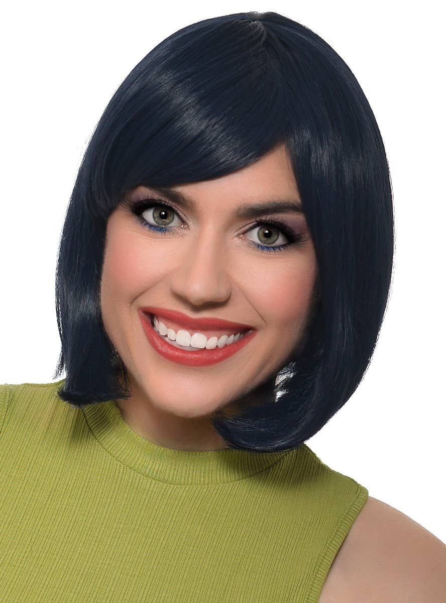 Midnight Blue Black Heat Resistant Bob Fashion Wig with Fringe - Image 1