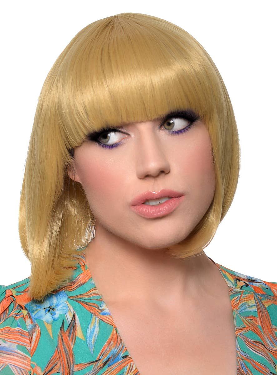 Short Blonde Heat Resistant Bob Fashion Wig with Fringe - Image 1