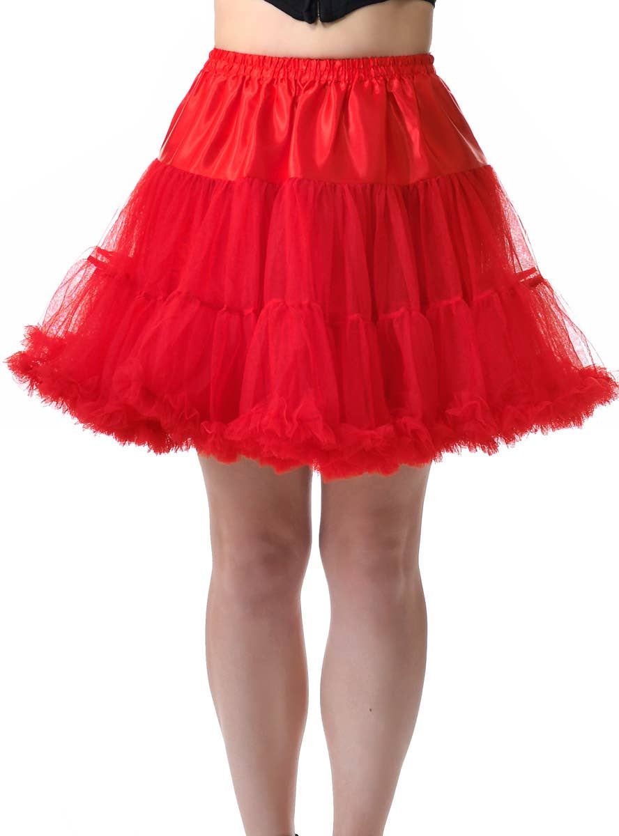 Deluxe Fluffy Red Thigh Length Womens Petticoat - Image 1