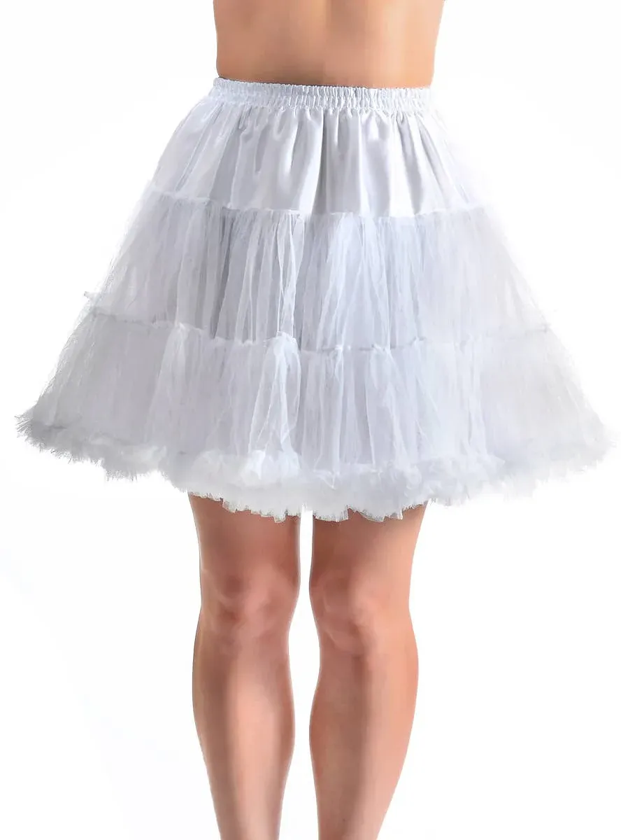 Fluffy White Thigh Length Womens Plus Size Petticoat - Image 1