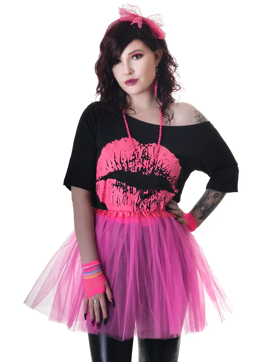 Hot Pink Womens 80s Costume Tutu - Image 1