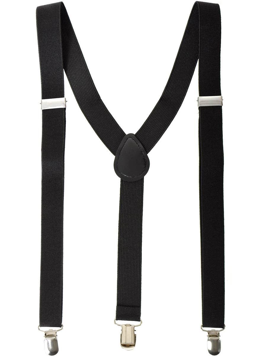 Adjustable Stretchy Black Costume Suspenders - Image 1