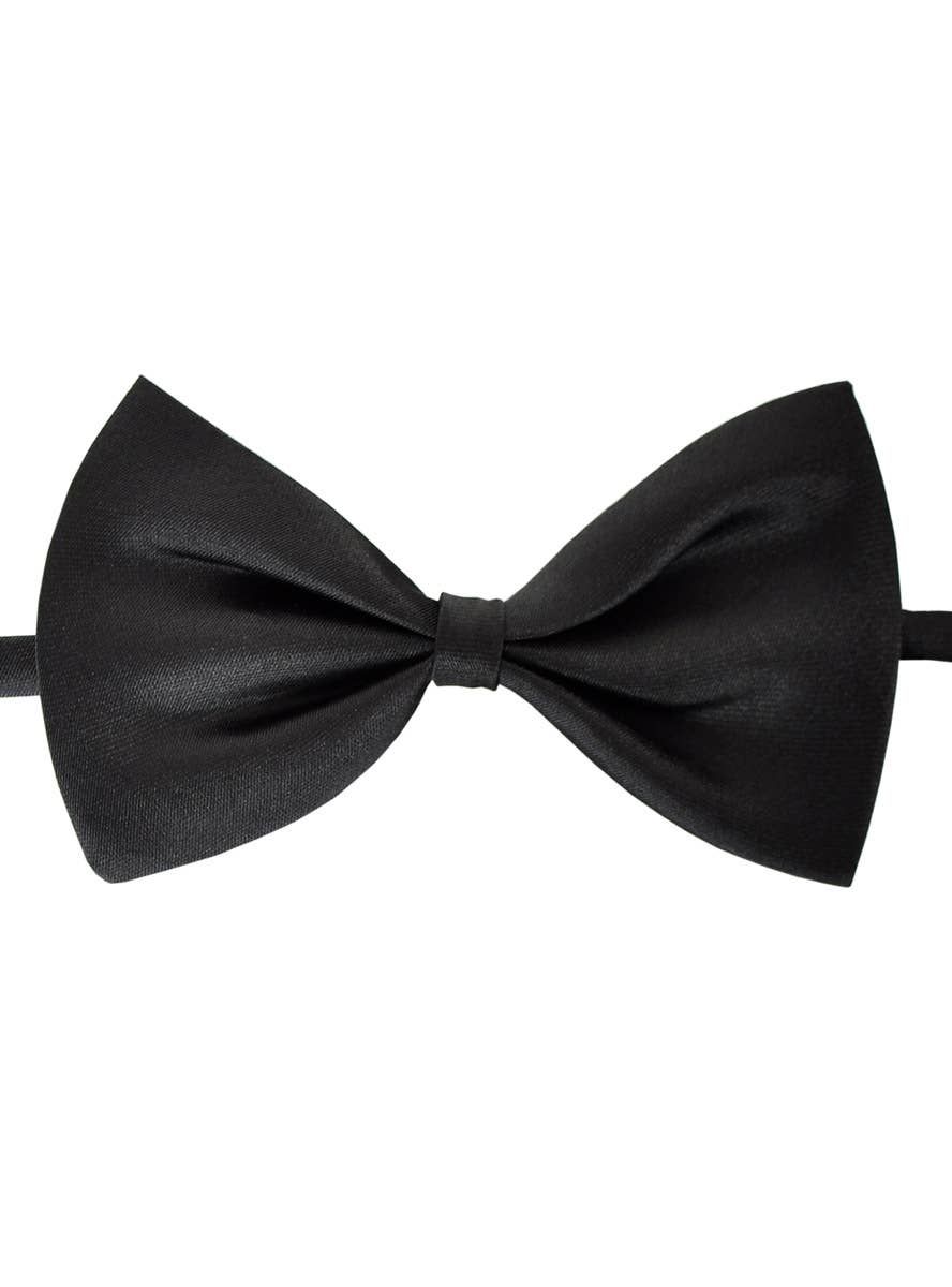 Classic Black Satin Adjustable Costume Bow Tie - Image 1