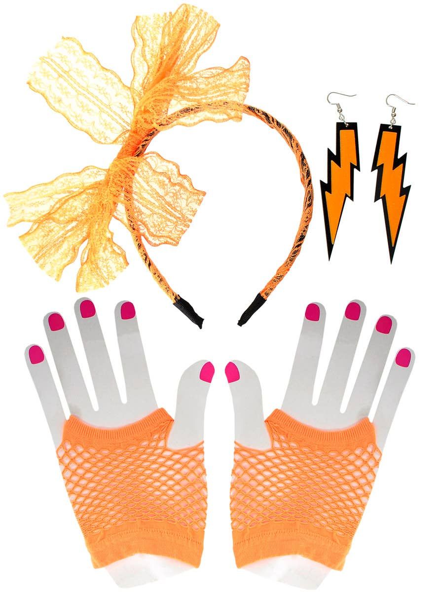 1980s Orange 3 Piece Costume Accessory Set - Image 1