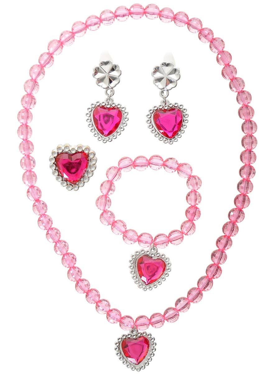Hot Pink 4 Piece Girls Princess Jewellery Set - Image 1