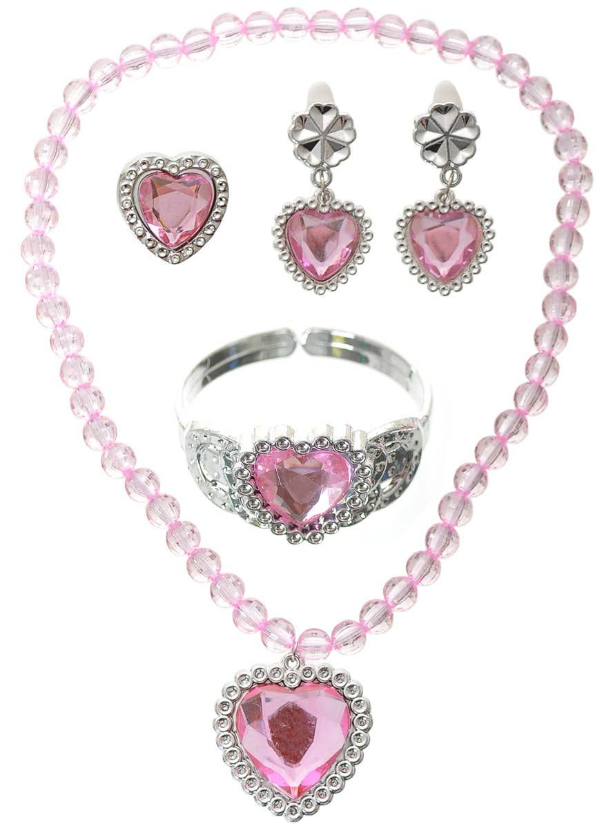 Light Pink 4 Piece Girls Princess Jewellery Set - Image 1