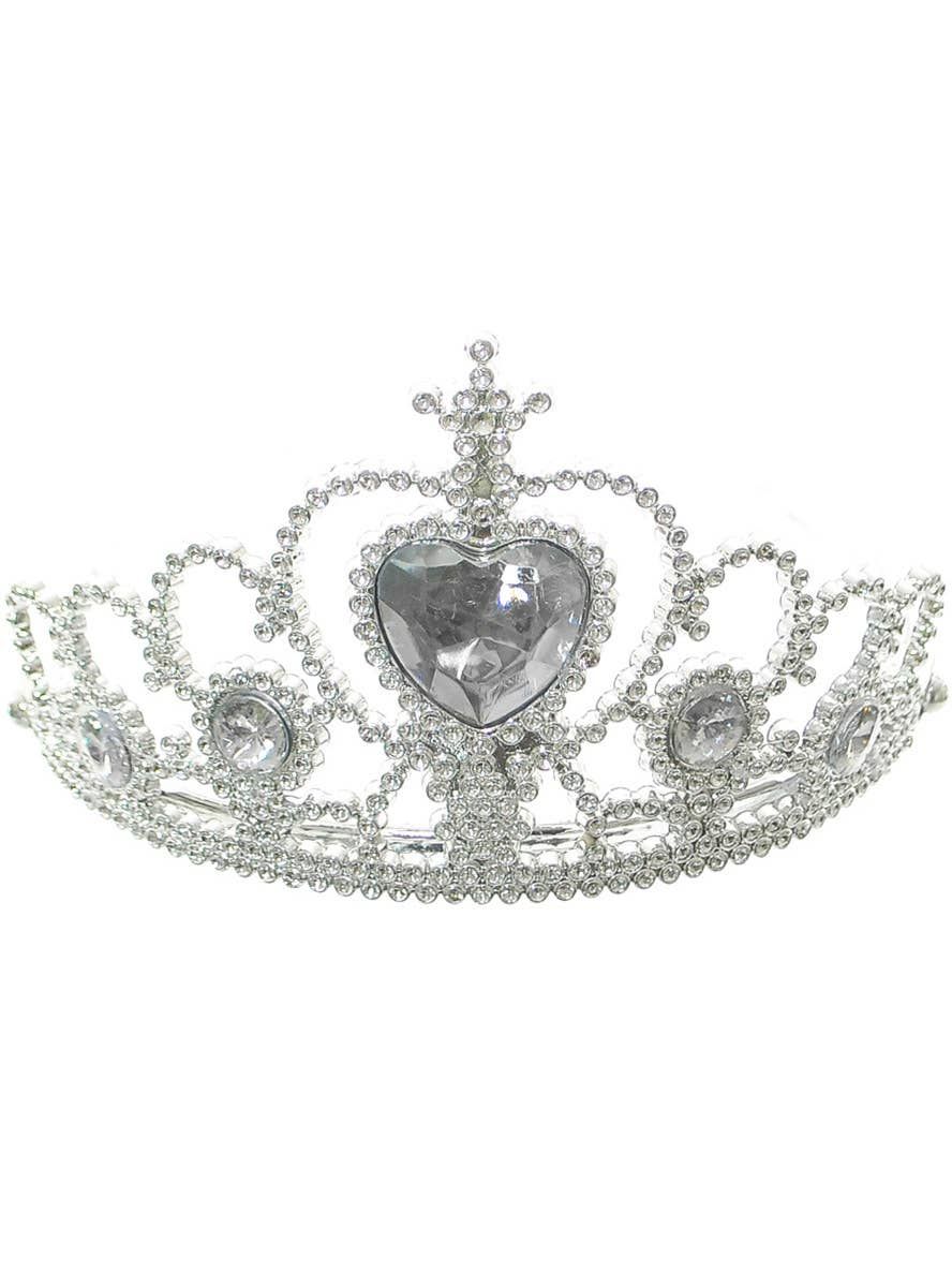 Jewelled Silver Girls Princess Costume Tiara - Image 1