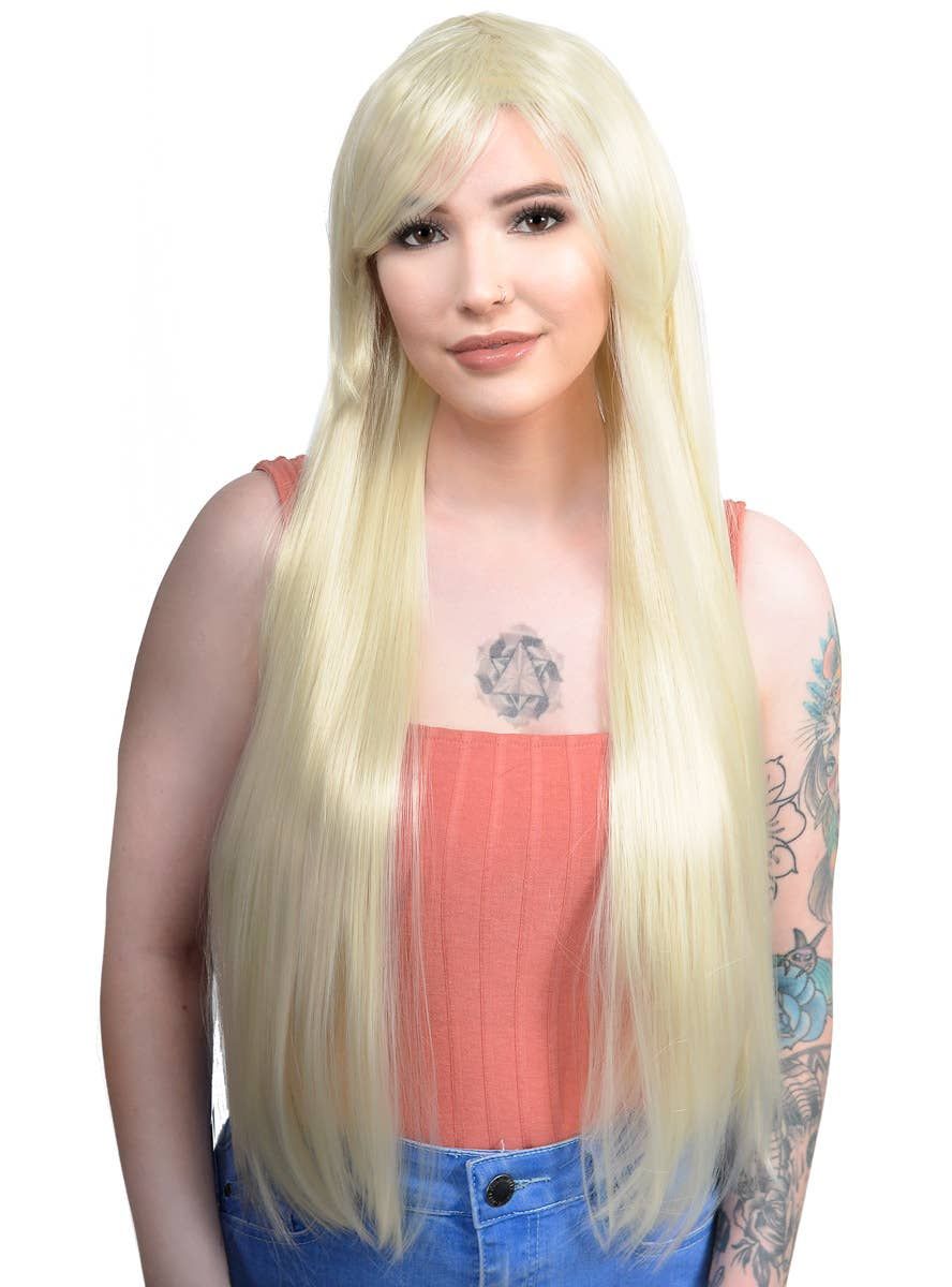 Lilly Light Blonde Womens Long Straight Costume Wig - Image 1