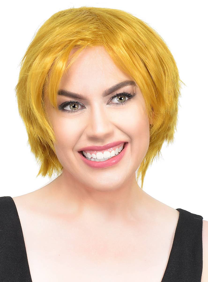 Short Golden Blonde Pixie Cut Womens Costume Wig - Image 1